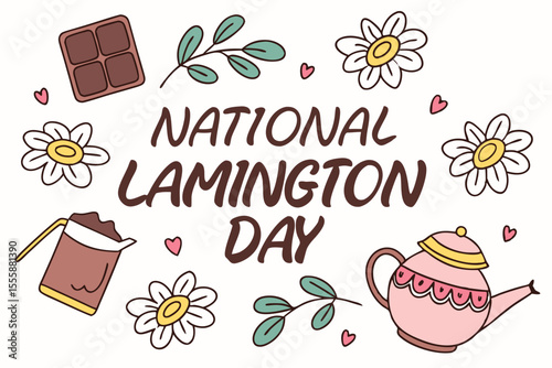 NATIONAL LAMINGTON DAY vector illustration