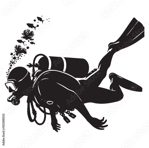 vector Scuba diving Silhouette Collection diving vector graphic