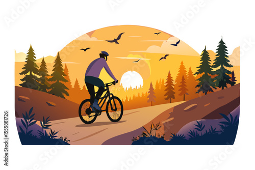 Sunrise Mountain Biking Tour in Nature Forest Trail 
