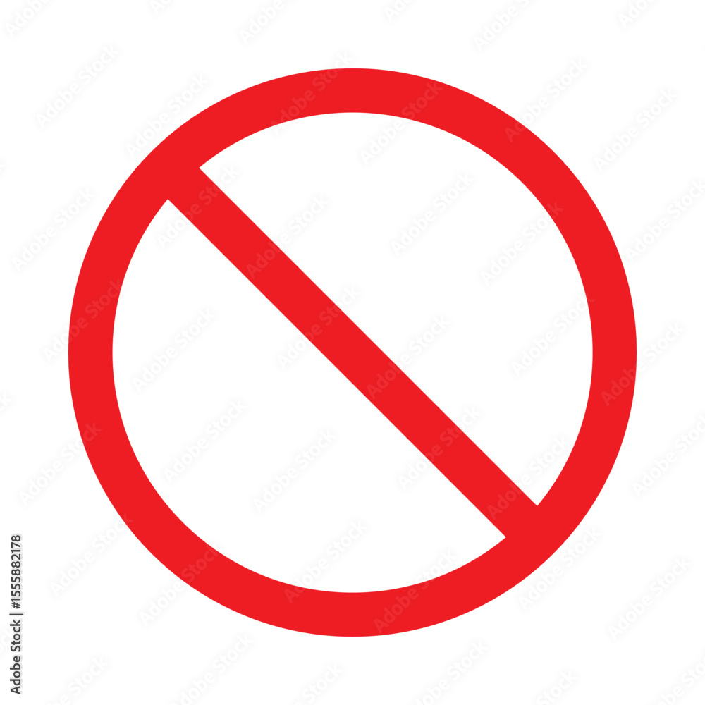 Red Prohibition Sign Icon – No Symbol Vector for Stop, Warning, and Ban Notices. EPS vector illustration Red Prohibition Sign Icon – No Symbol Vector for Stop, Warning, and Ban Notices. EPS vector illustration