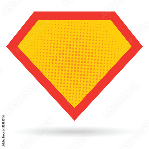 Superhero Emblem Icon – Comic Style Red and Yellow Shield Vector Badge. EPS vector illustration