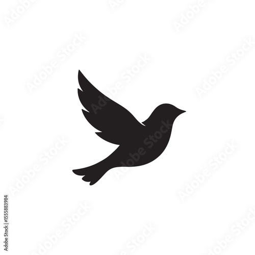 Flying Bird Silhouette Icon Freedom, Nature & Peace Symbol Vector