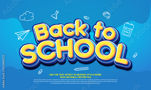 Back to school with editable text effects, back to school vector banner template