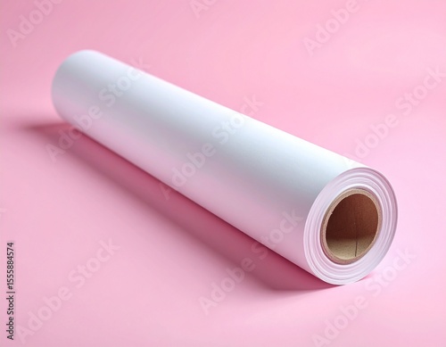 Large Roll of White Paper on Pink Background: Printing & Art Supplies