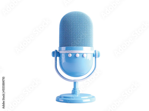 Cute cartoon blue microphone retro