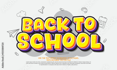 Editable vector text effect back to school