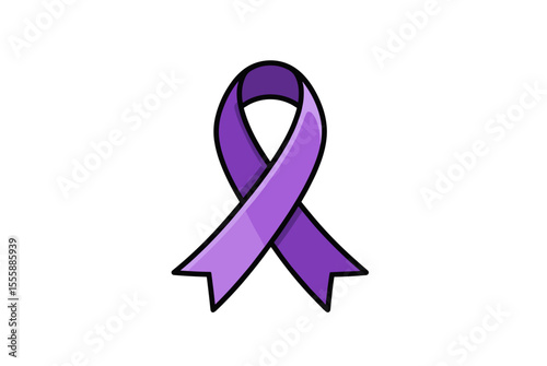 Purple Awareness Ribbon Illustration Symbolizing Support for Various Causes and Medical Conditions
