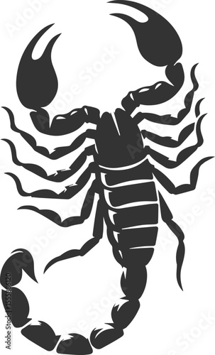 Vector illustration of a scorpion insect silhouette drawing