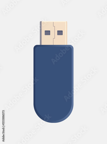 Blue USB flash drive vector icon