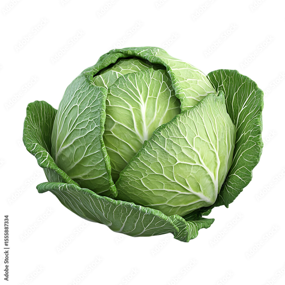Fototapeta premium Close-up view of a head of cabbage.