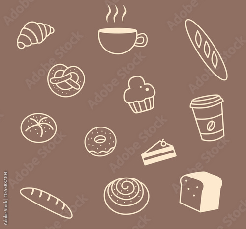coffee and bread seamless pattern