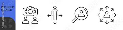 Business People Line Editable Icons set. Vector illustration in modern thin line style of business related icons: research, meeting, business communication, male and female avatars, team structure