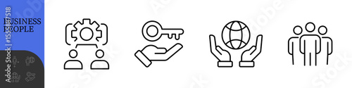 Business People Line Editable Icons set. Vector illustration in modern thin line style of business related icons: research, meeting, business communication, male and female avatars, team structure