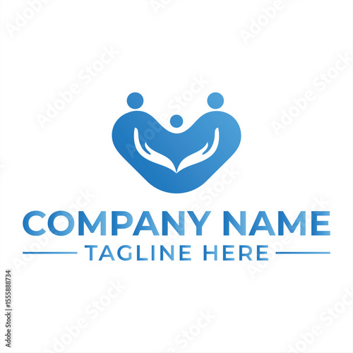 Heartfelt Family Support Logo Design Representing Unity and Nurturing Care for Children and Community Well being