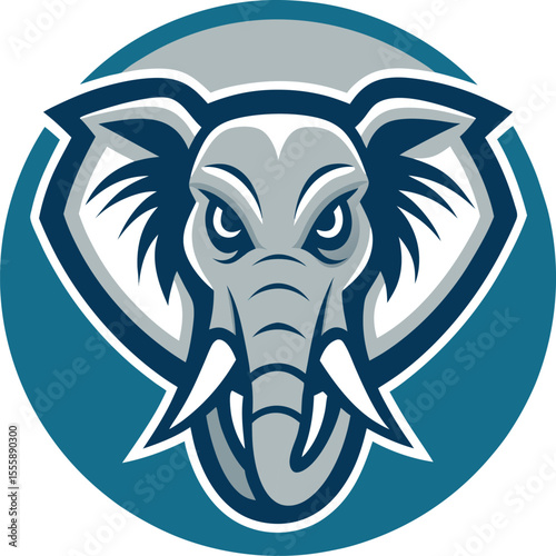 majestic elephant head mascot logo on a white circ