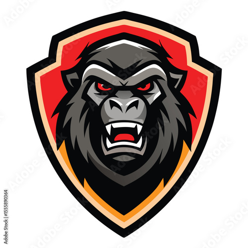 mighty gorilla head mascot logo on a white shield  (1)