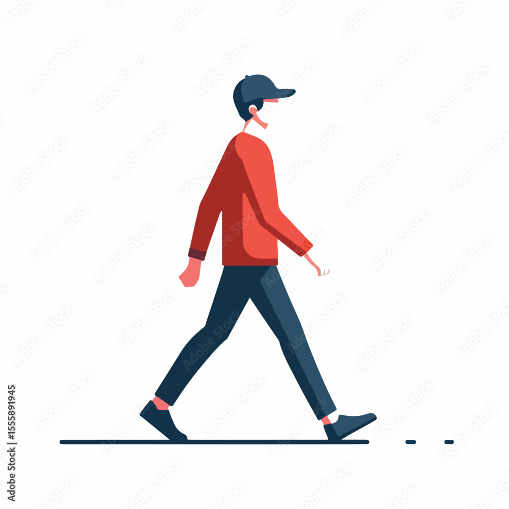Obraz premium vector image of one person walking on a white background
