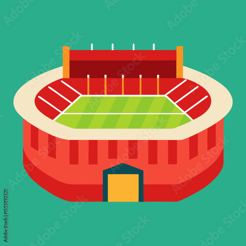 Stadium Vector: A minimalist vector illustration of a stadium with vibrant color and clear structure.