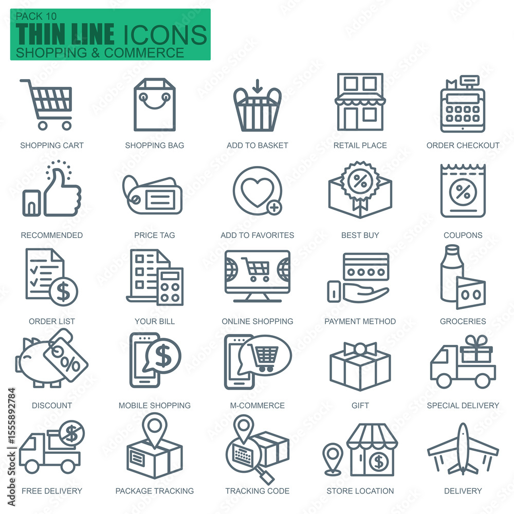 Fototapeta premium Versatile Icon Set – Flat, Line, and Glyph Icons for Web, App, UI, and Graphic Design
