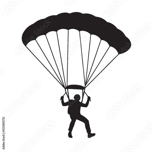 Parachute Man Silhouette Vector for Skydiving and Adventure Sports