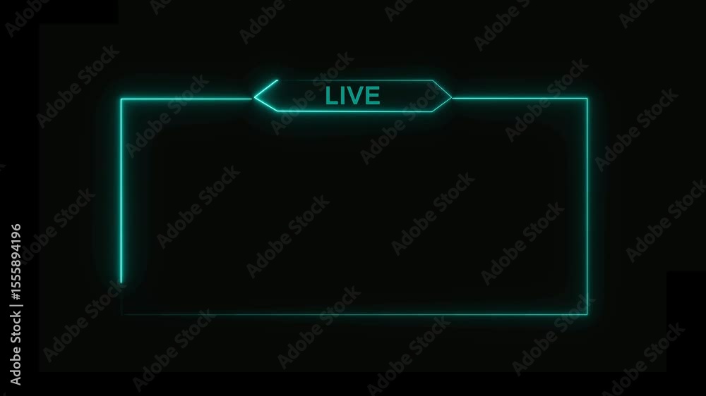 LIVE text neon frame animation box frame neon frame live game live  video animation