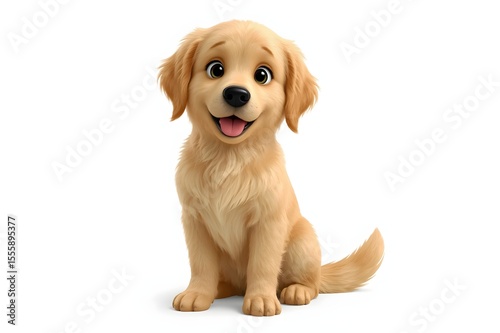 Cute cartoon golden retriever puppy