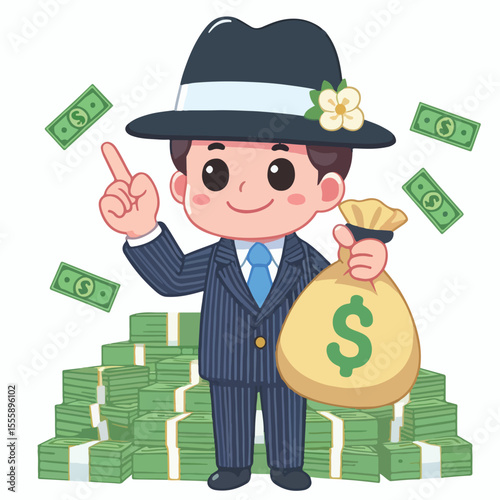 vector image of rich person on white background