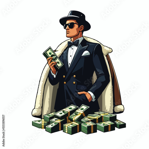 vector image of rich person on white background