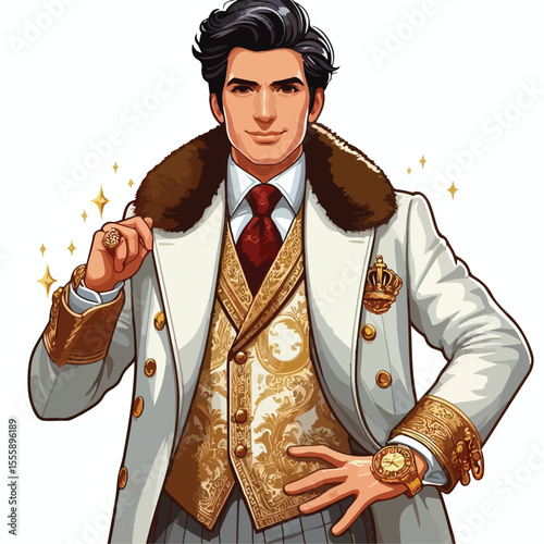 vector image of rich person on white background