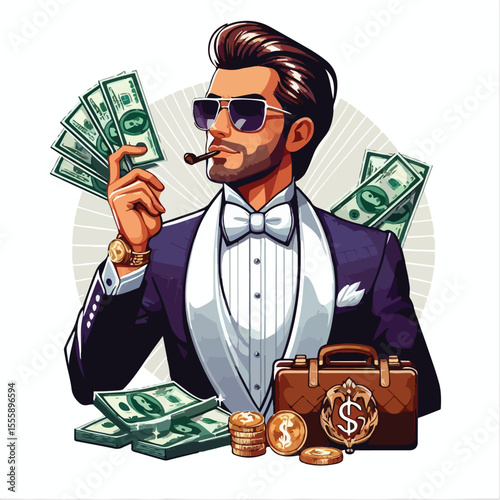 vector image of rich person on white background