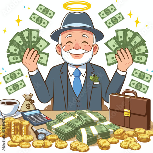 vector image of rich person on white background