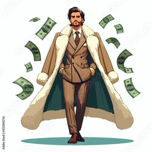vector image of rich person on white background