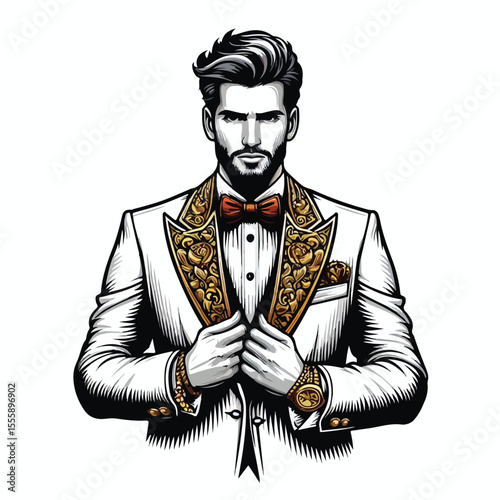 vector image of rich person on white background