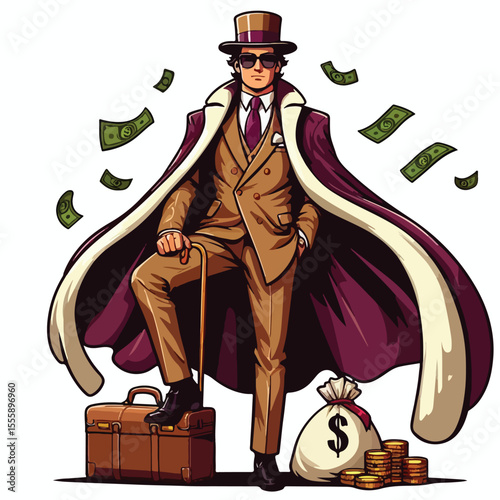 vector image of rich person on white background
