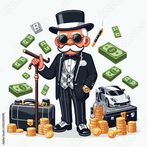 vector image of rich person on white background