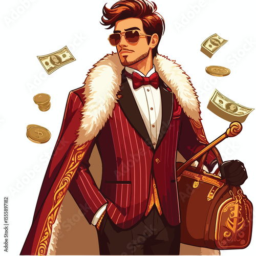 vector image of rich person on white background