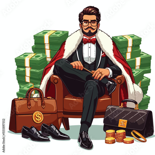 vector image of rich person on white background