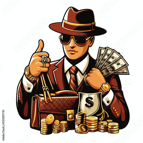 vector image of rich person on white background