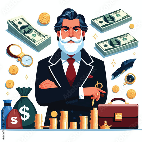 vector image of rich person on white background