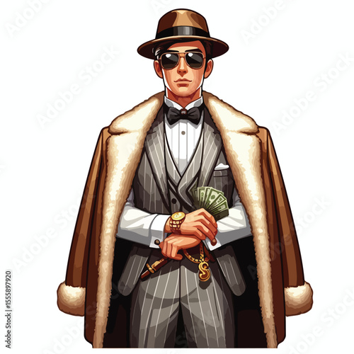 vector image of rich person on white background