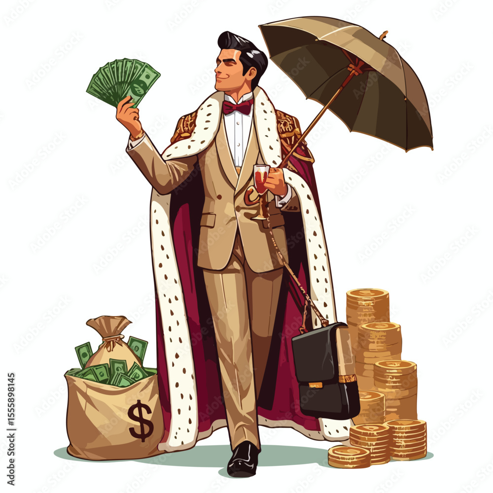 Obraz premium vector image of rich person on white background