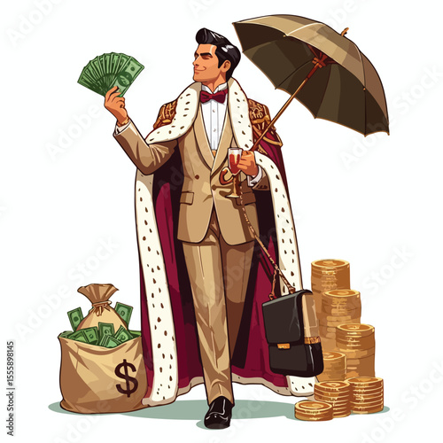 vector image of rich person on white background