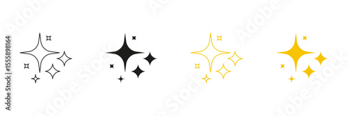 Star And Sparkle Line And Solid Icon Set. Shining And Glittering Object Symbol Collection. Isolated Vector Illustration