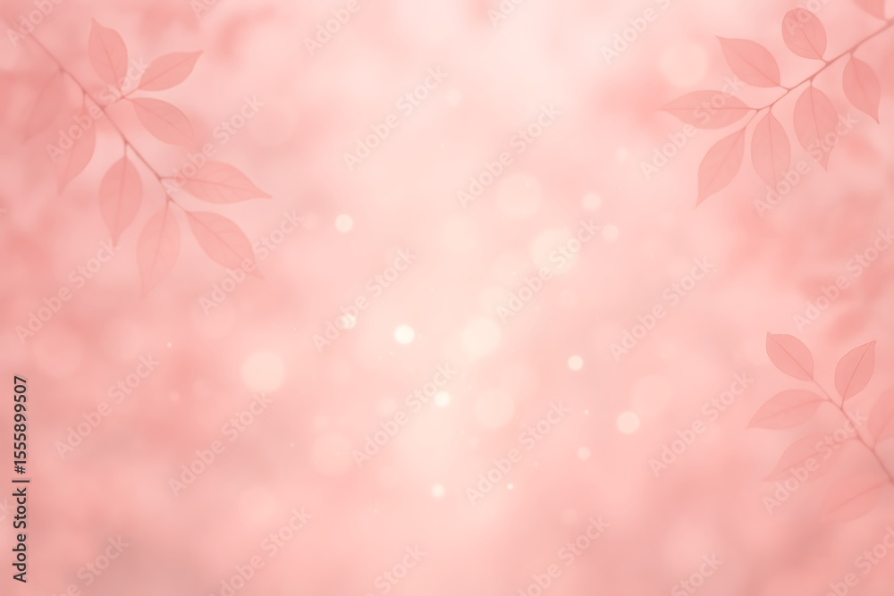Fototapeta premium Soft pink botanical background with gently blurred leaves evokes a serene and calming mood.
