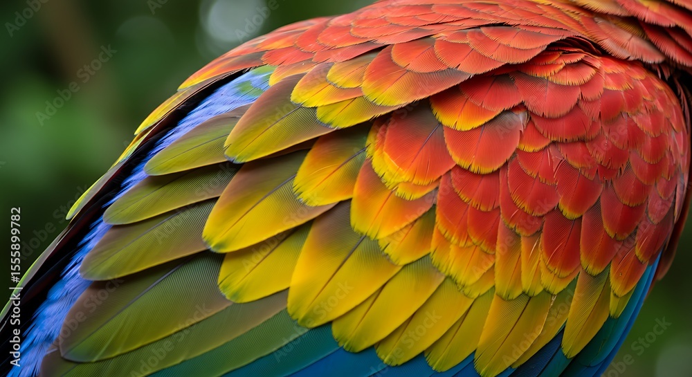 Fototapeta premium Scarlet Macaw Feathers: Vibrant Plumage Detail