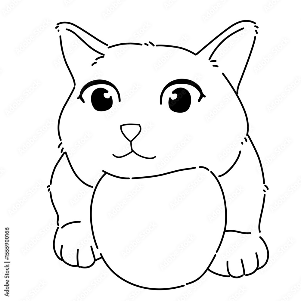Naklejka premium Vector illustration of cat and apple line art outline