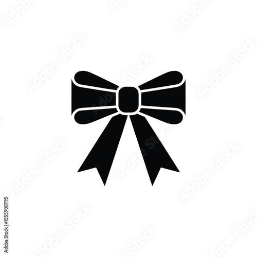 Black Bow Tie Illustration Elegant Decorative Ribbon for Gifts and Celebrations Element