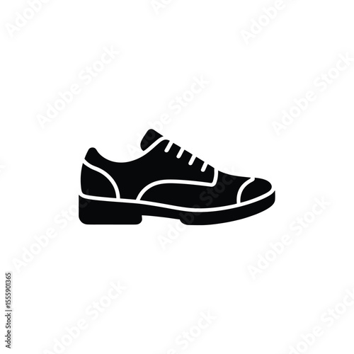 Black Leather Brogue Shoe Classic Style, Formal Wear, Fashionable Icon, Detailed Design