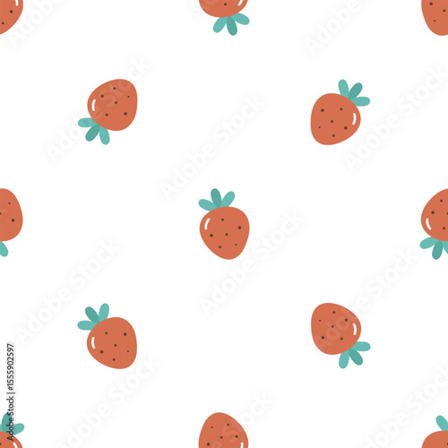 Seamless pattern with strawberry. For card, posters, banners, books, printing on the pack, clothes, fabric, wallpaper, textile or dishes	