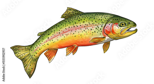 Vibrant Watercolor Rainbow Trout Illustration watercolor png, transparent isolated nackground